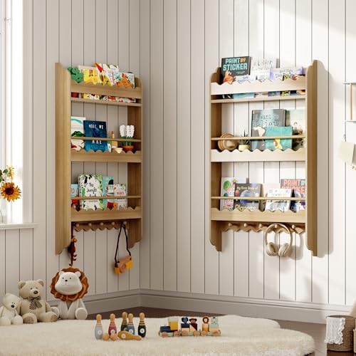 Natural 3-Tier Wall Mounted Kids Bookshelf W3061