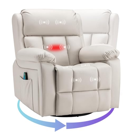 Beige Microfiber Cloth Massage Recliner Chair with Heated I183739