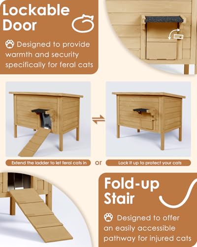 Insulated Weatherproof Outdoor Cat House for Multiple Cats P53855