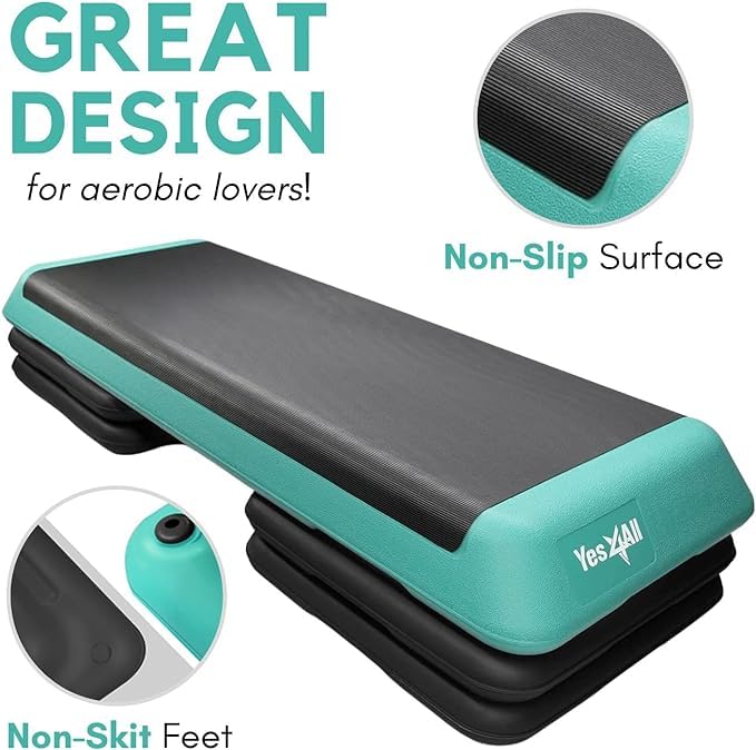Adjustable Aerobic Exercise Step Platform with 4 Risers W230778