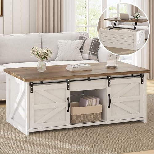 White 48 Inch Lift Top Coffee Table with Storage B597