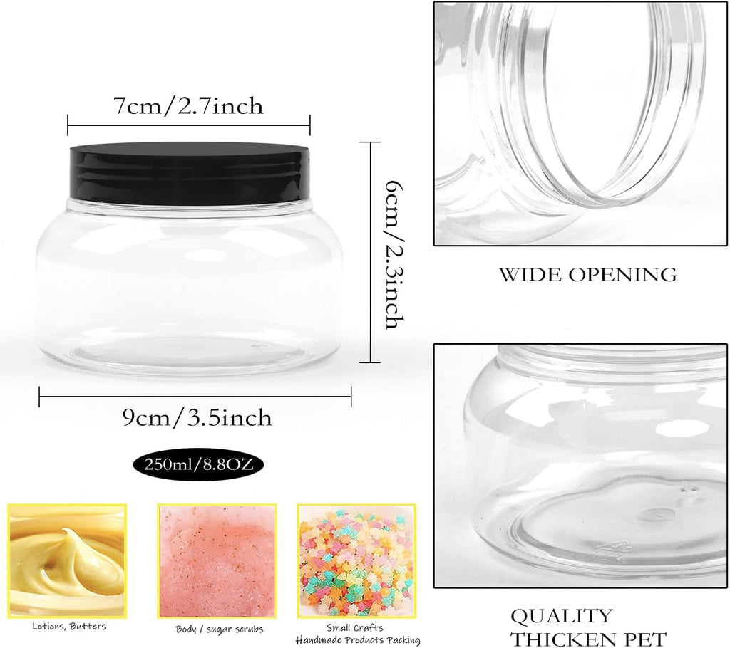 8 oz Clear Plastic Jars with Lids, Set of 12 X477765