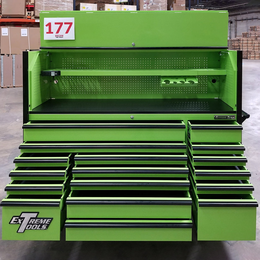 Green-Black Triple Bank Roller & Hutch Combo Toolbox V135