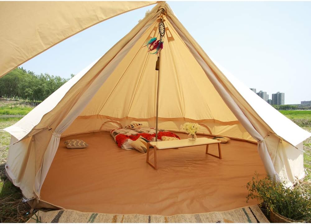 4 Season Cotton Canvas Bell Tent with Stove Jack Hole A239603