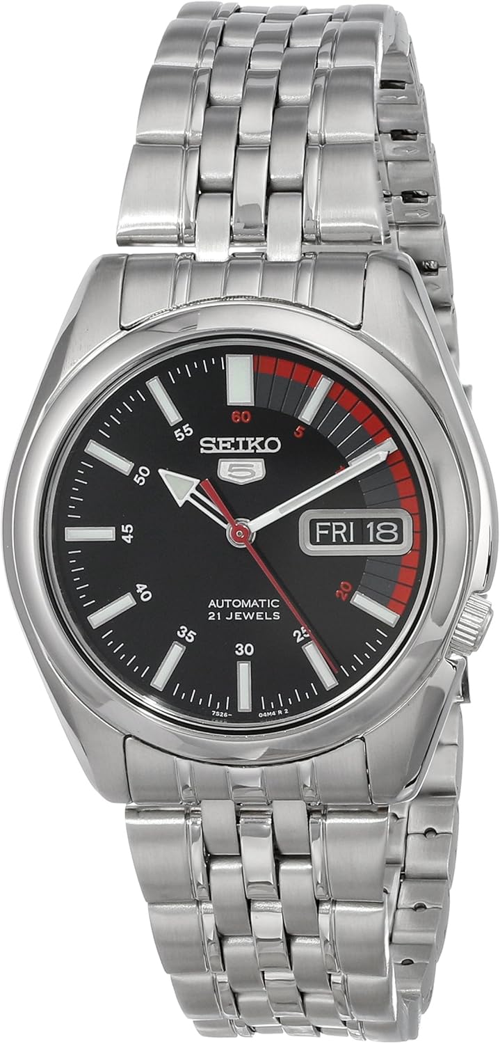 Automatic Watch with Black Dial, Day/Date Calendar, Luminous Hands, Stainless Steel Case & Bracelet I715901