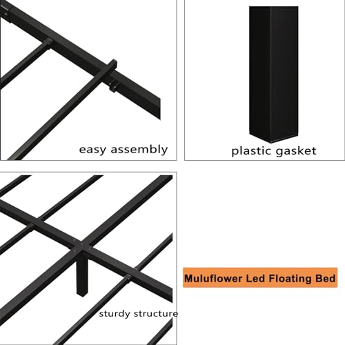 Queen Size Metal Platform Bed Frame with LED Lights A362