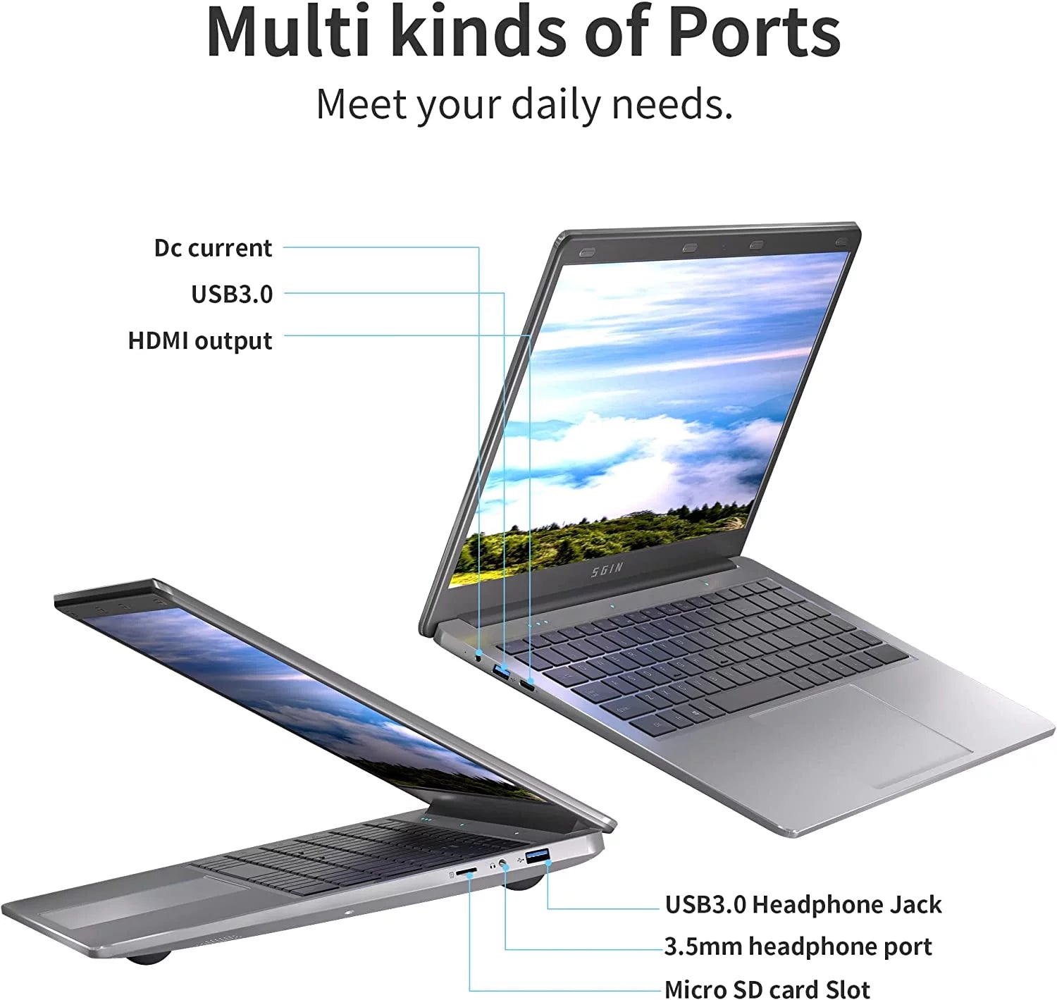15.6inch Laptop 4GB DDR4 128GB SSD Windows 11 Intel Celeron HD IPS H362