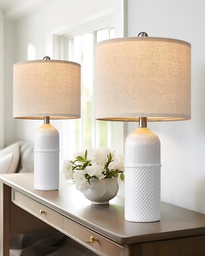 White Ceramic Table Lamps Set of 2 W5102