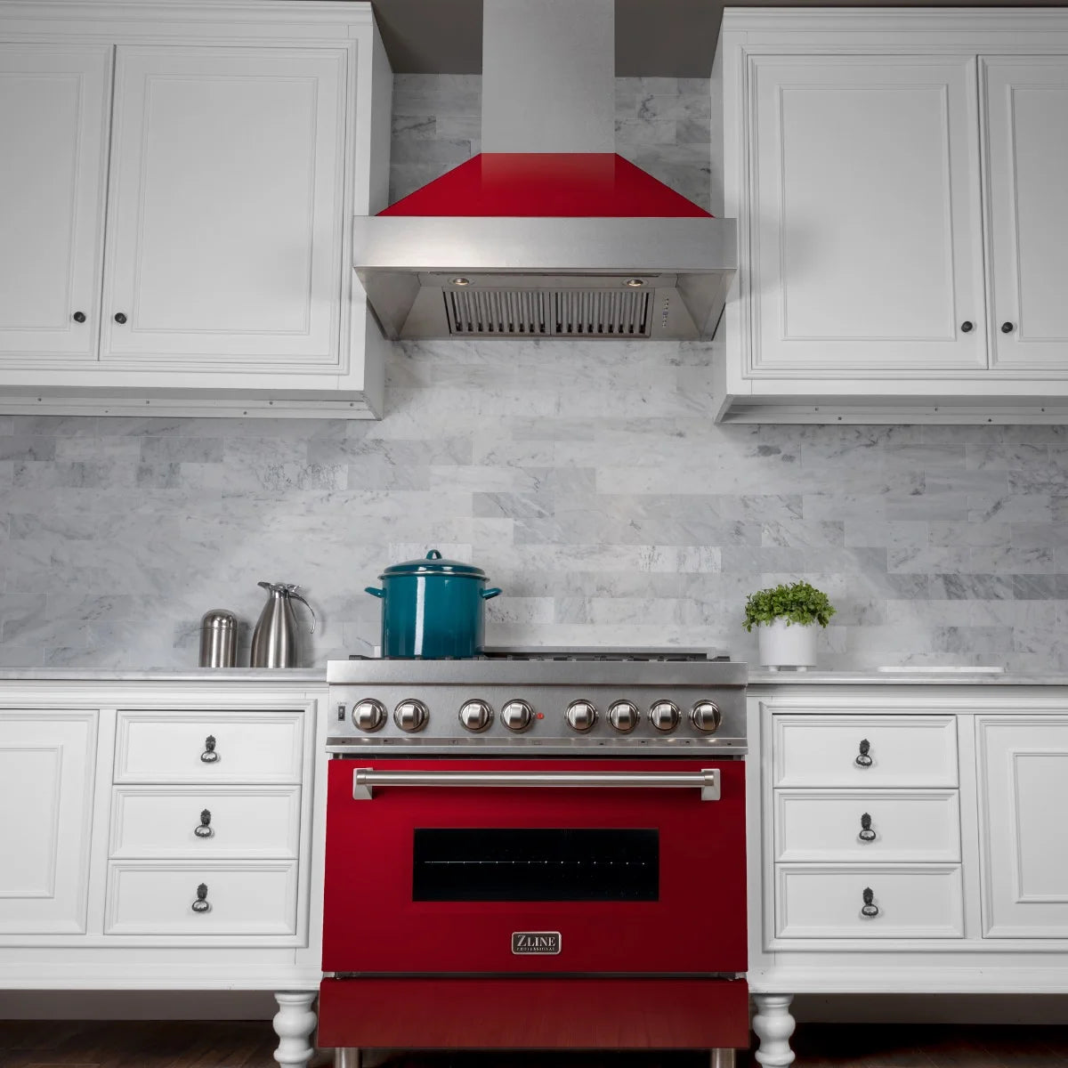 36 in. Dual Fuel Range with Red Gloss Door K33786