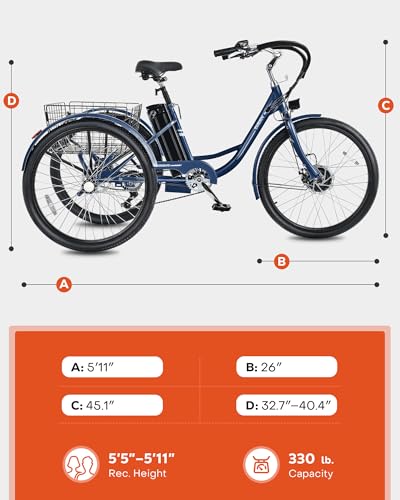24 & 26 inch 350W 7 Speed Electric Tricycle Z865