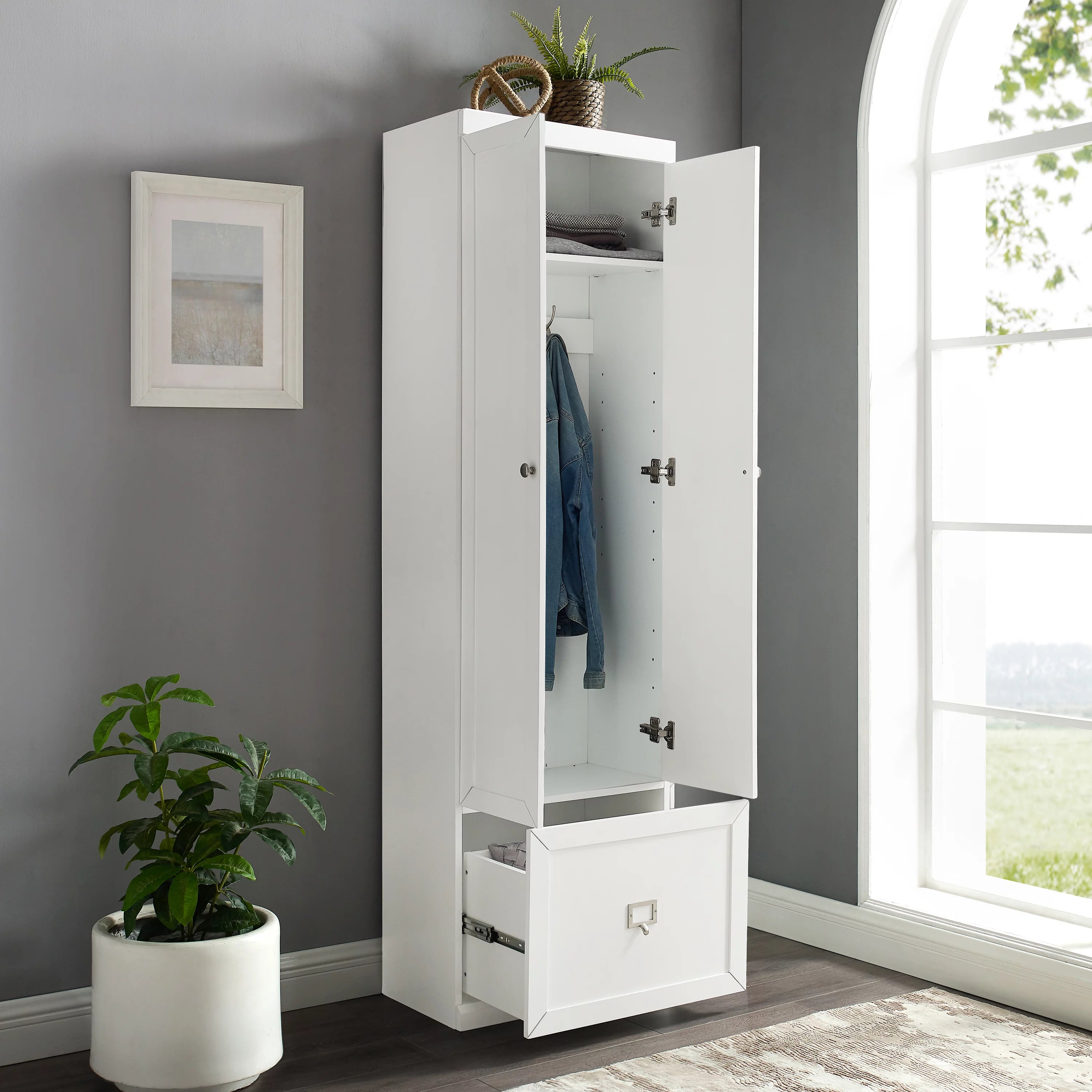 White Wood Convertible Pantry Closet V864641
