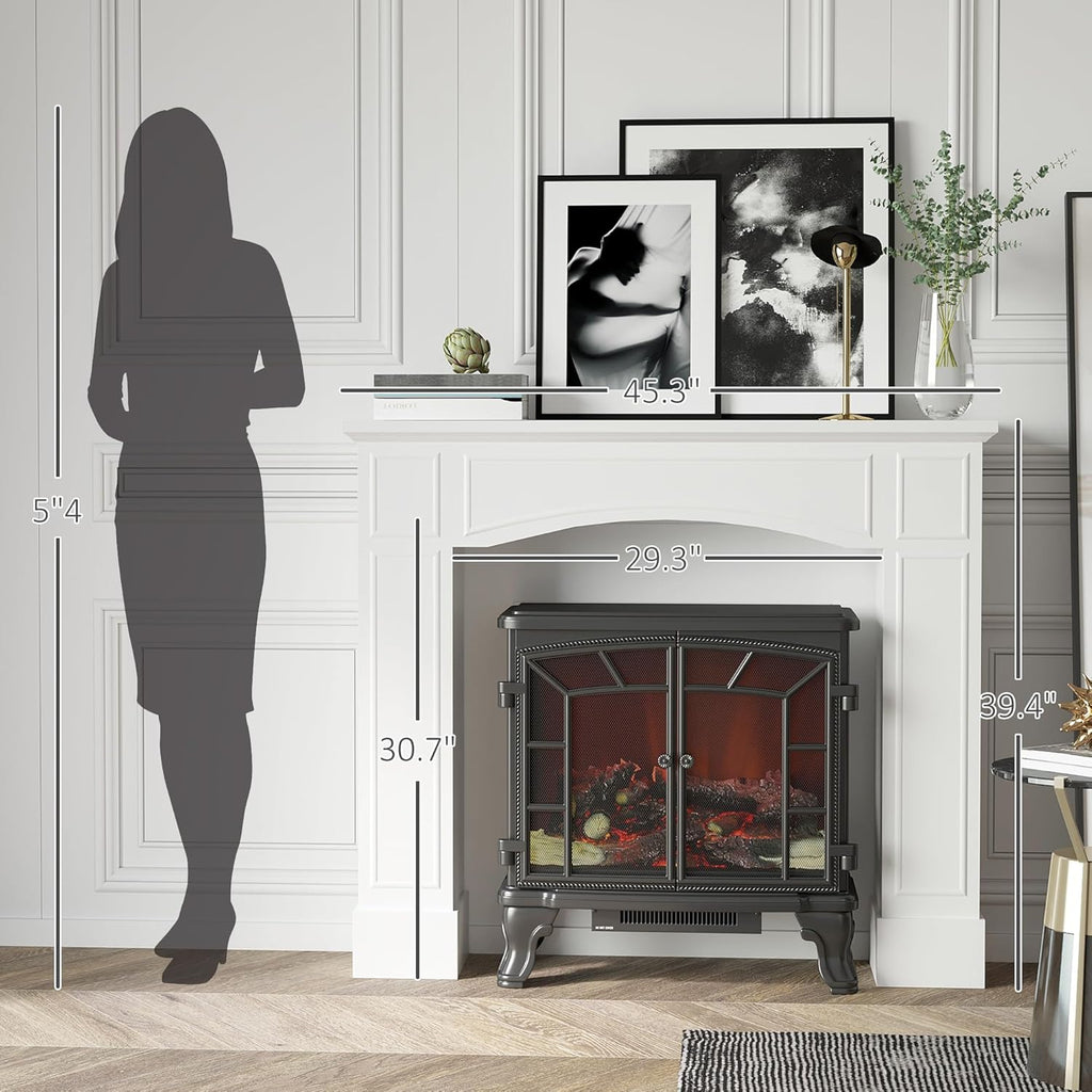 White Fireplace Mantel with Decorative Pattern Interior Width 29" P123497