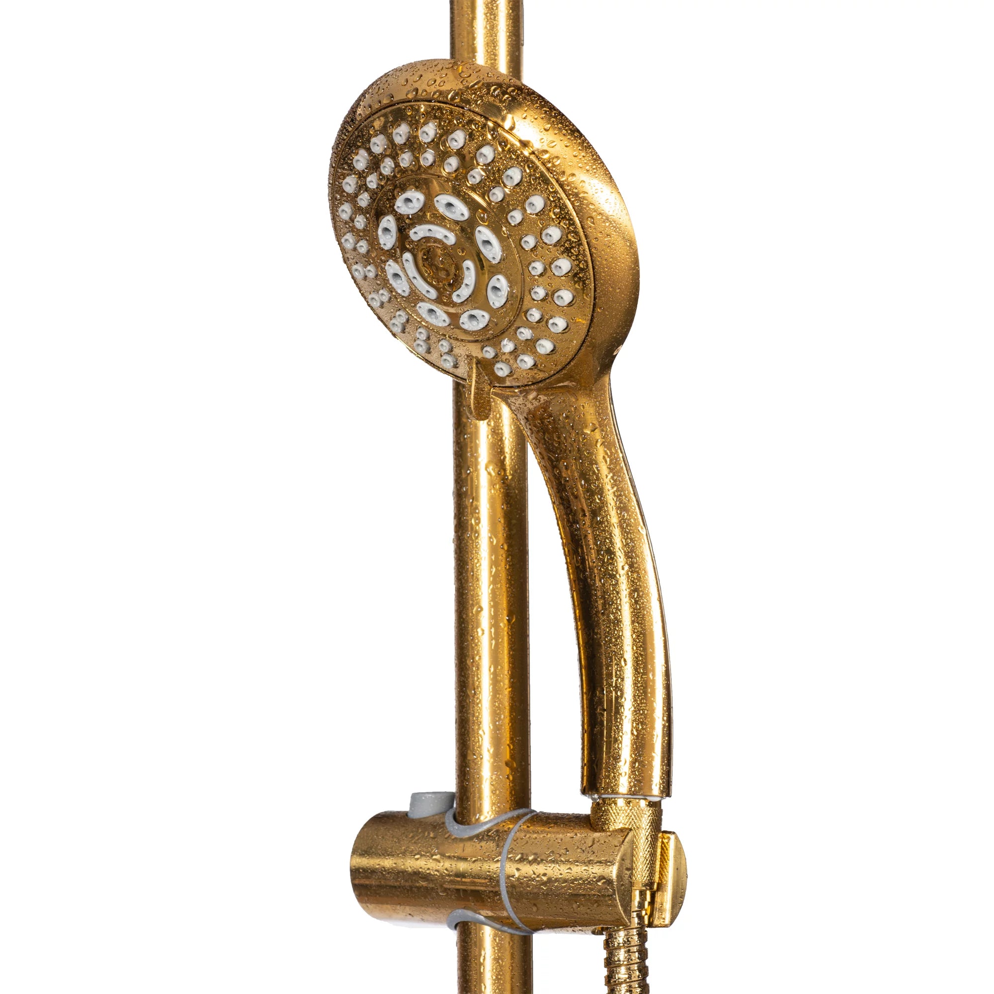 Brushed Gold 8" Rain Showerhead 5-Function Hand Shower Shower System C812735