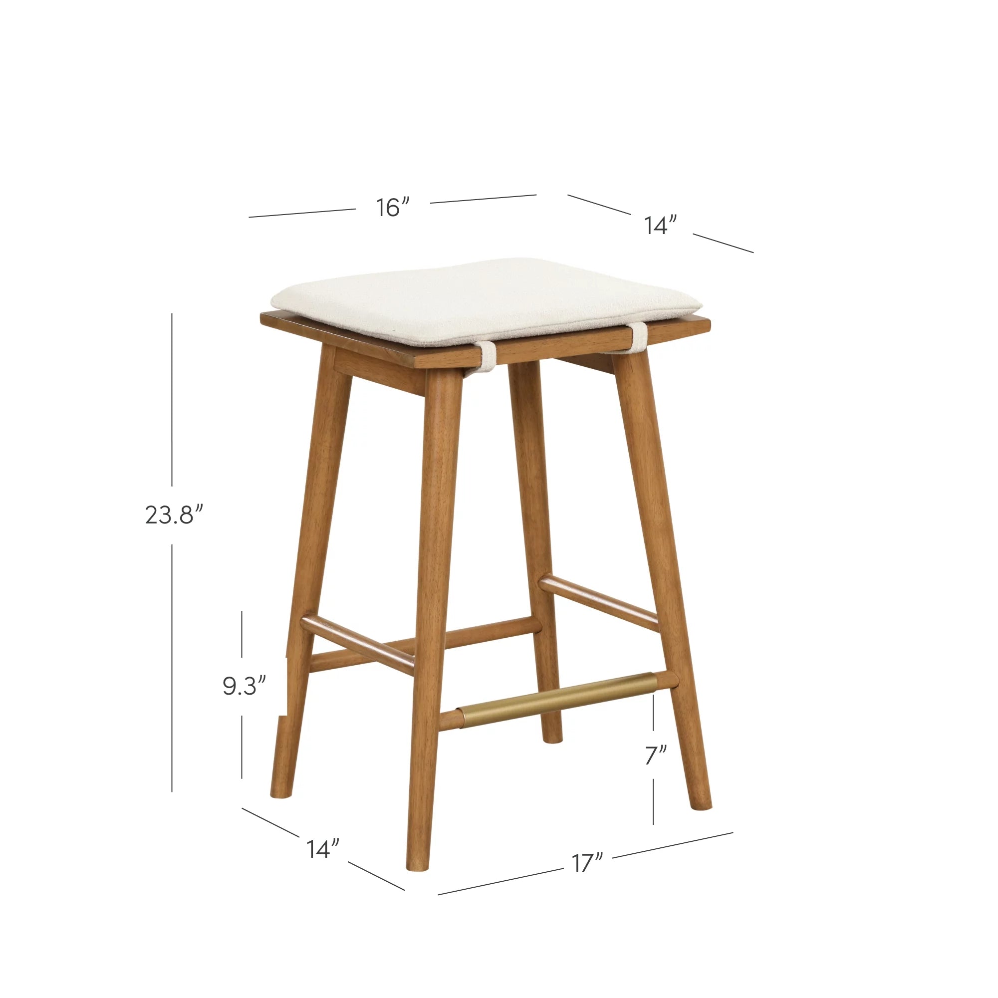 Solid Wood Barstool with Upholstered Cushion W9148