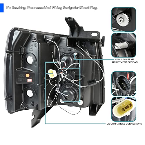 LED Projector Headlights Pair for Chevy Silverado 1500 2500HD 3500HD O74319