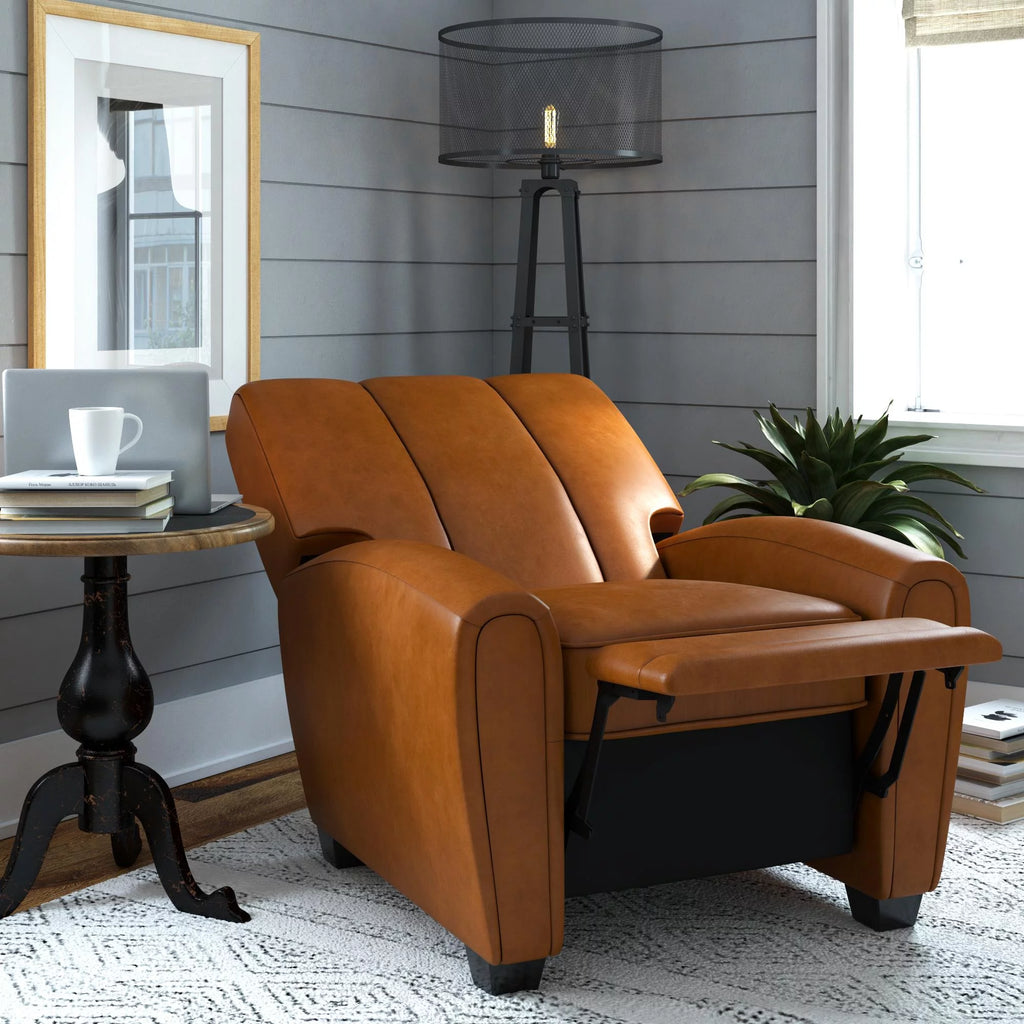 Camel Faux Leather Pushback Recliner Chair S33862
