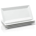 White 12 Inch Porcelain Rectangular Serving Platters Set of 4 V653275