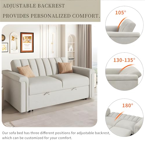 Gray Convertible Sofa Bed with Adjustable Backrest W145919