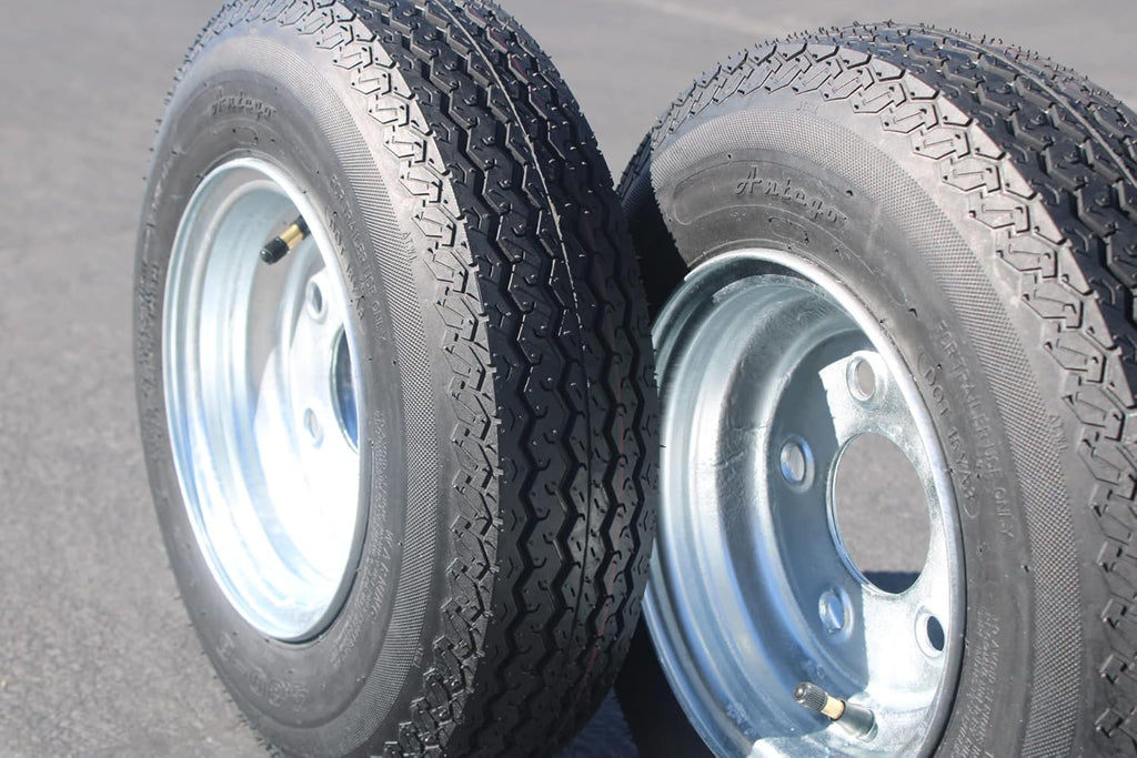 2-Pack Trailer Tire & Rim Set, 480-8 4.80-8, Load Range C, 6 Ply, 5 Lug Galvanized Alloy Wheels J893