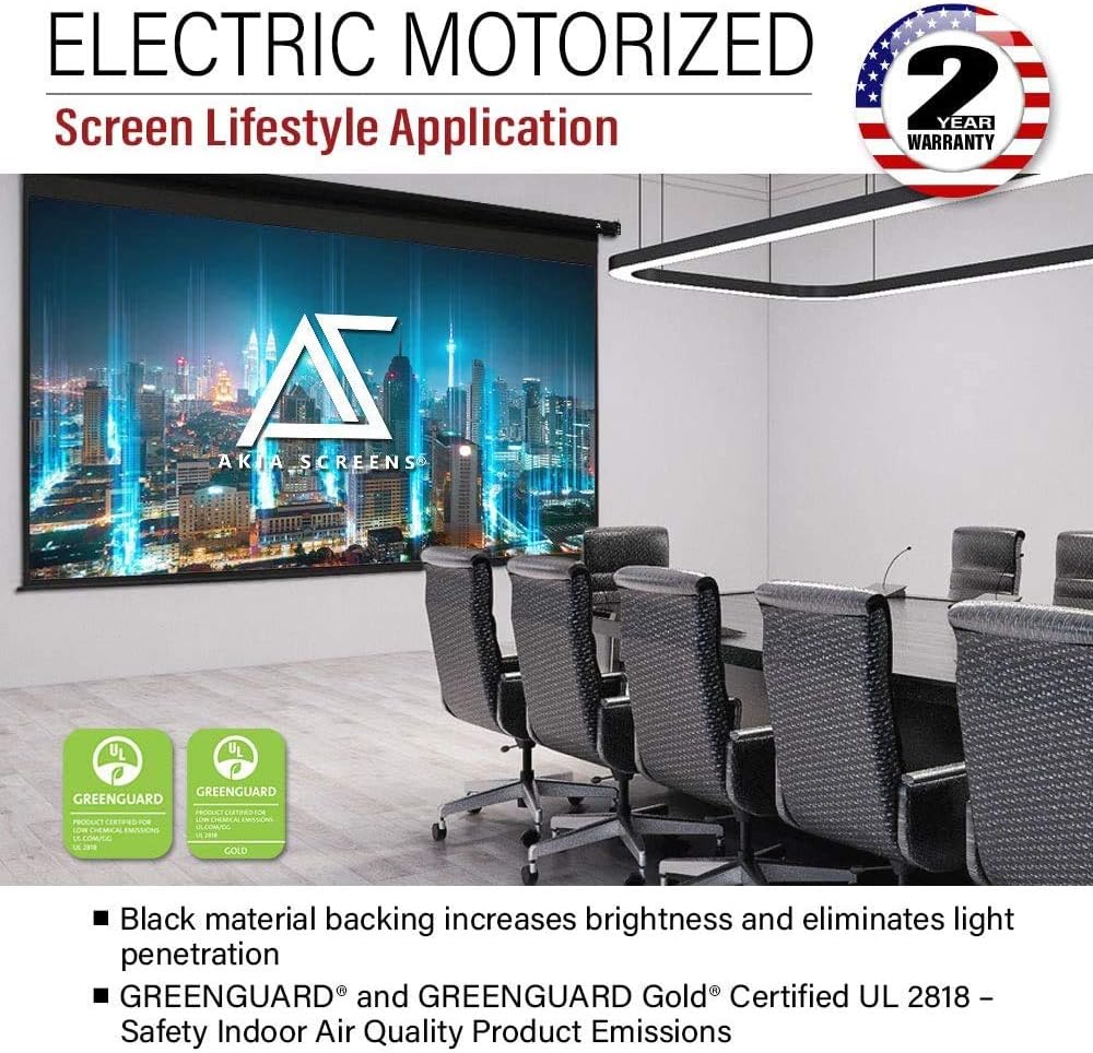 125 inch Motorized Electric Drop Down Projector Screen 16:9 Black S817