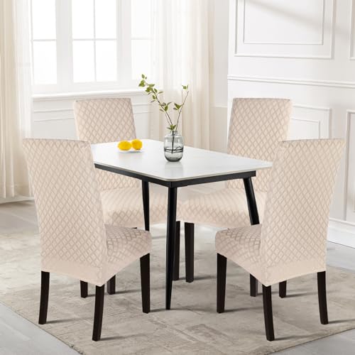 Wine Red Set of 6 Stretch Jacquard Parsons Chair Slipcovers K2973