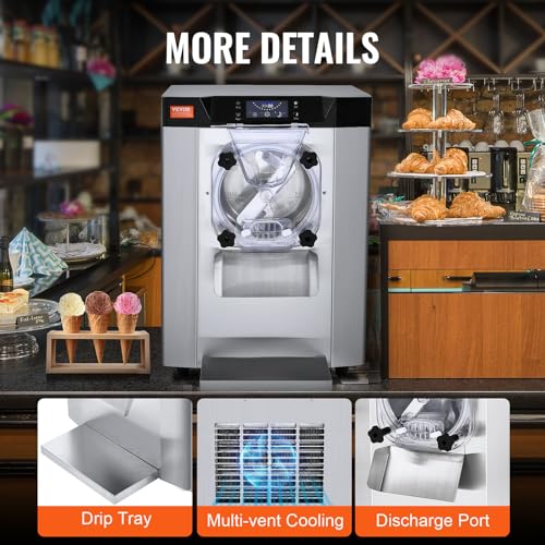 Commercial Ice Cream Machine 1400W 20/5.3 Gph Hard Serve Ice Cream Maker with LED Display Screen M590174