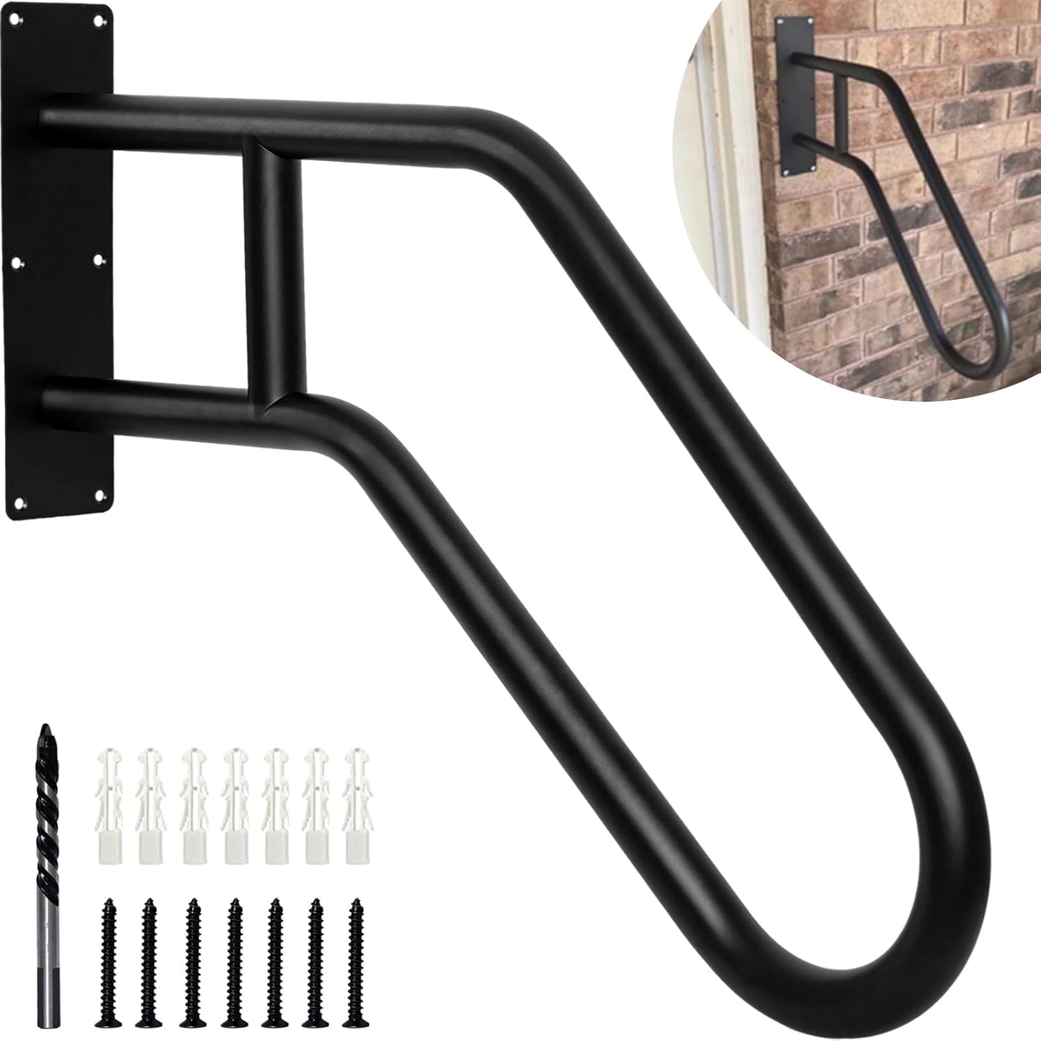 Black Stainless Steel Handrails for Outdoor Steps D51131