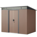 Light Brown 8'x6' Outdoor Storage Shed with Sliding Doors S228