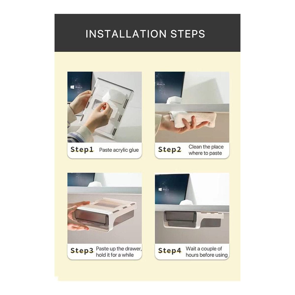 Adhesive 9 Inch Pull Out Under Desk Drawer E5424