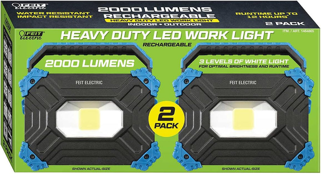LED Rechargeable 2000 Lumen Work Light, 2-pack Y76122
