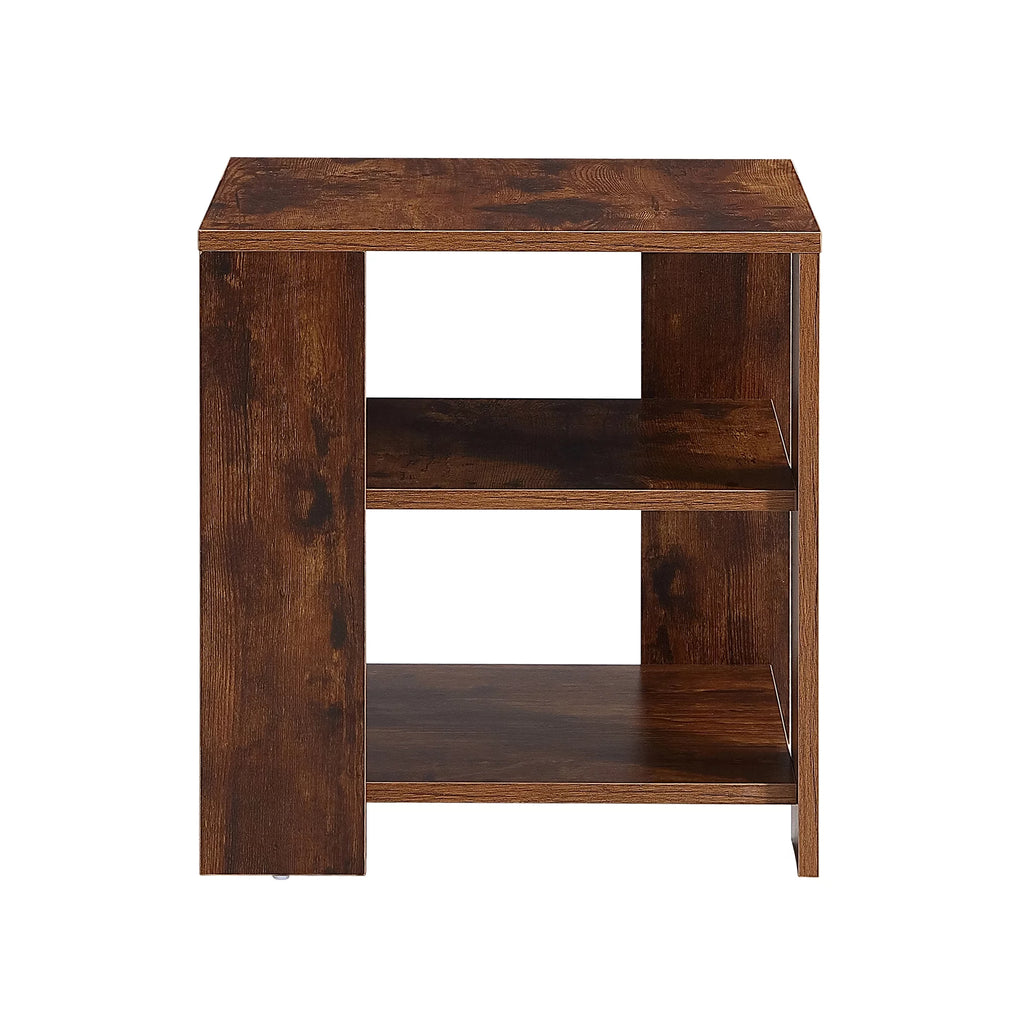 Brown Wood Small End Table with 2 Shelves L67313