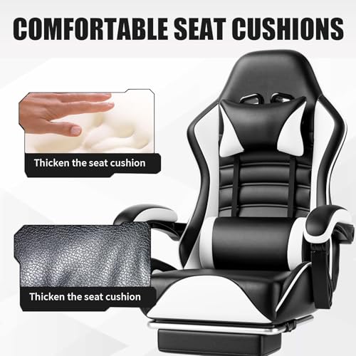 Blue PU Leather Ergonomic Gaming Chair with Footrest R2872