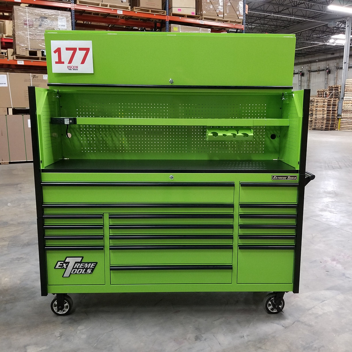 Green-Black Triple Bank Roller & Hutch Combo Toolbox V135