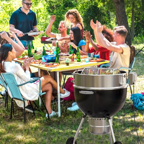 Silver Kettle Grill Rotisserie Ring Kit with Motor, Forks, Spit Rod S37503