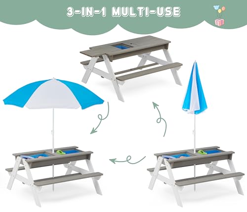 Wooden Sand & Water Table with Umbrella B829