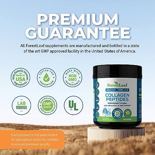 Collagen Peptides Powder Unflavored Hydrolyzed Collagen Protein Powder Type 1, 2 & 3 Grass Fed, 11g Per Serving S21599
