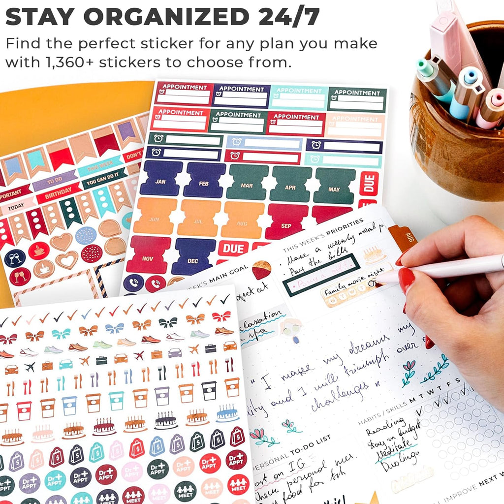 14 Sheets Set of 1360+ Planner Stickers N935