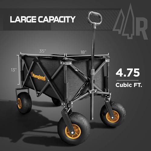Large Balloon Air Tires Folding Utility Cart with Rustproof Heavy-Duty Steel Frame Z2637