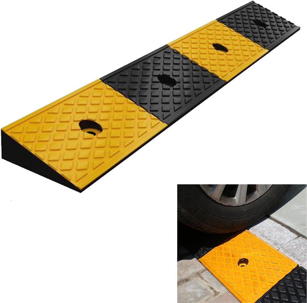 2" Rubber Curb Ramps Heavy Duty Loading Threshold Ramp 39.3x5.9x2 Inch Y428767
