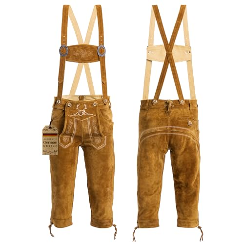 Genuine Leather Light Brown Knee Lederhosen K4161