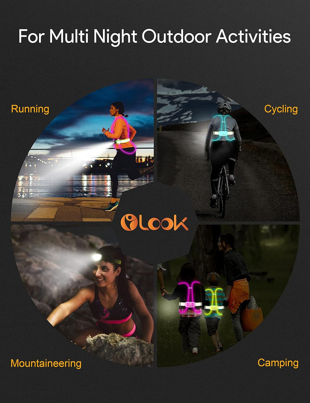 High Visibility LED Light Up Vest, 360° Reflective Safety Gear, Rechargeable Waterproof, L-Green K44241