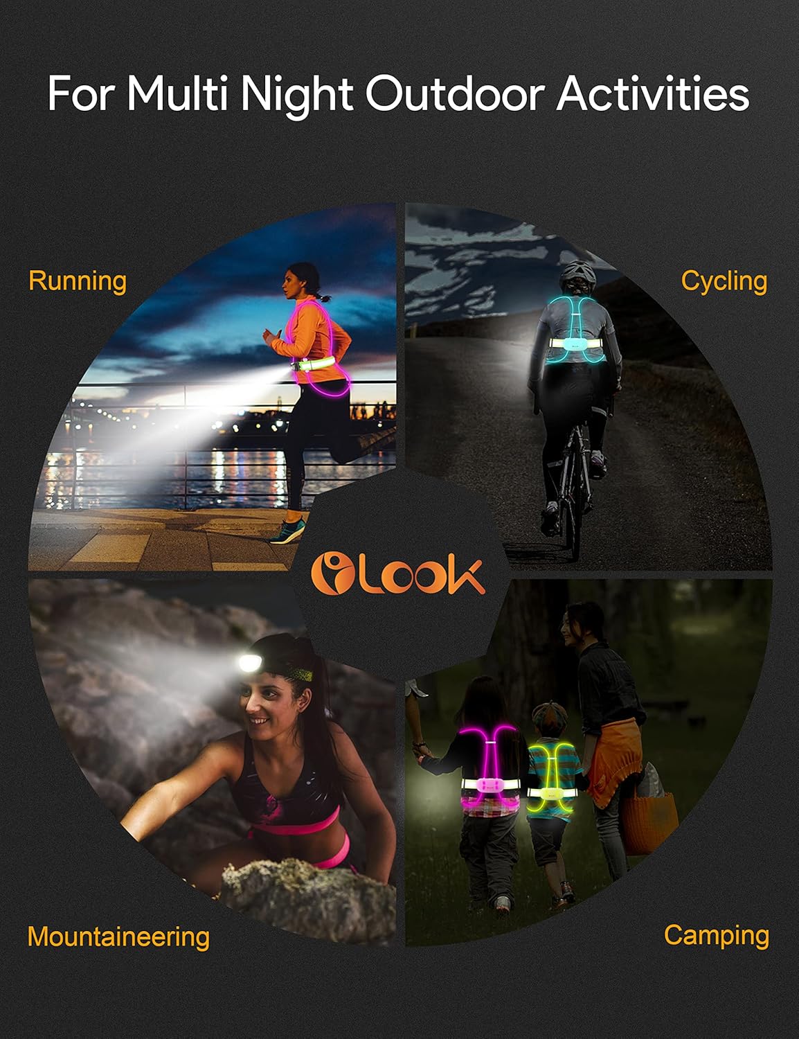 High Visibility LED Light Up Vest, 360° Reflective Safety Gear, Rechargeable Waterproof, L-Green K44241