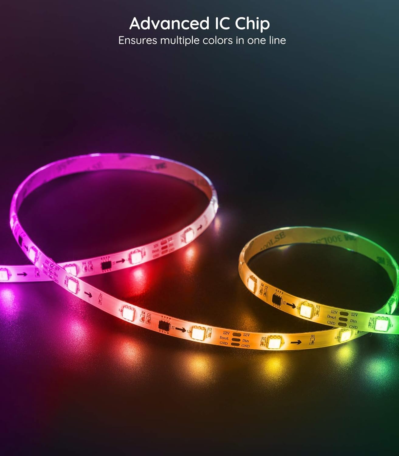 32.8ft RGBIC LED Strip Lights WiFi Color Changing Segmented Control Music LED Lights Waterproof 2x16.4ft Pack of 2 N37610