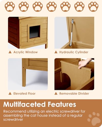 Insulated Weatherproof Outdoor Cat House for Multiple Cats P53855