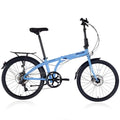 24" Folding Bike Aluminum Frame 7 Speed Lightweight with Rear Rack Adjustable Stem Q772063