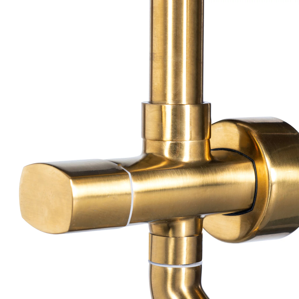 Brushed Gold 8" Rain Showerhead 5-Function Hand Shower Shower System C812735