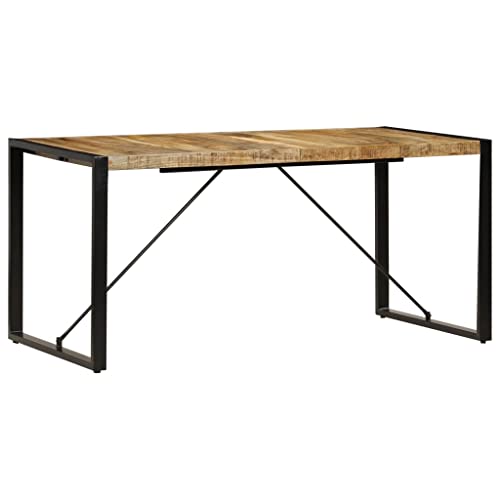 Solid Mango Wood Dining Table with Powder Coated Steel Legs H863659