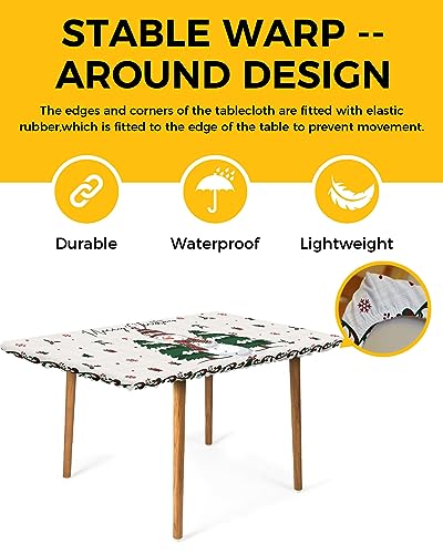 White Abstract Marble Art Waterproof Outdoor Table Cloth F9884