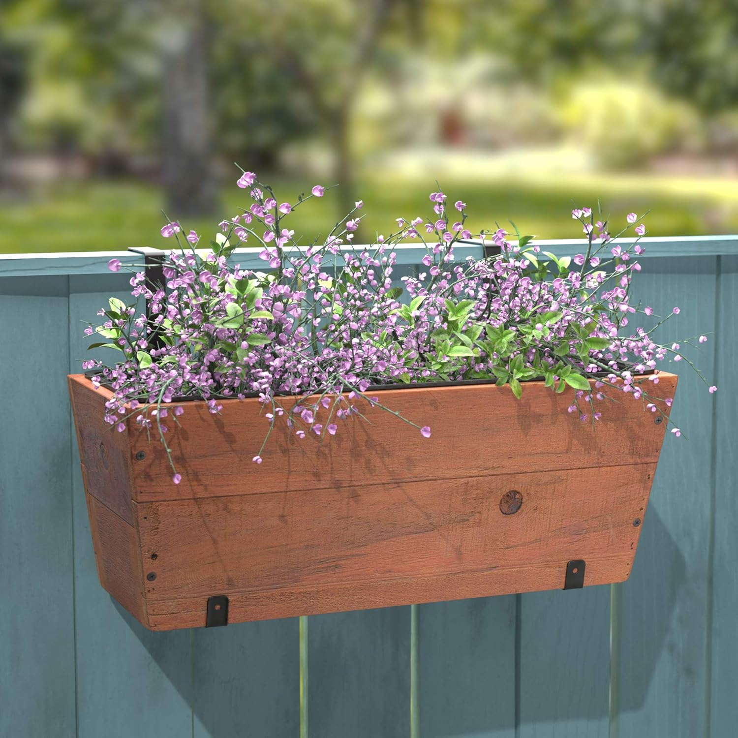 Recycled Wood Rectangular Hanging Planter, 2-Pack, Brown, 18.9" x 7.87" x 7.5" O969157