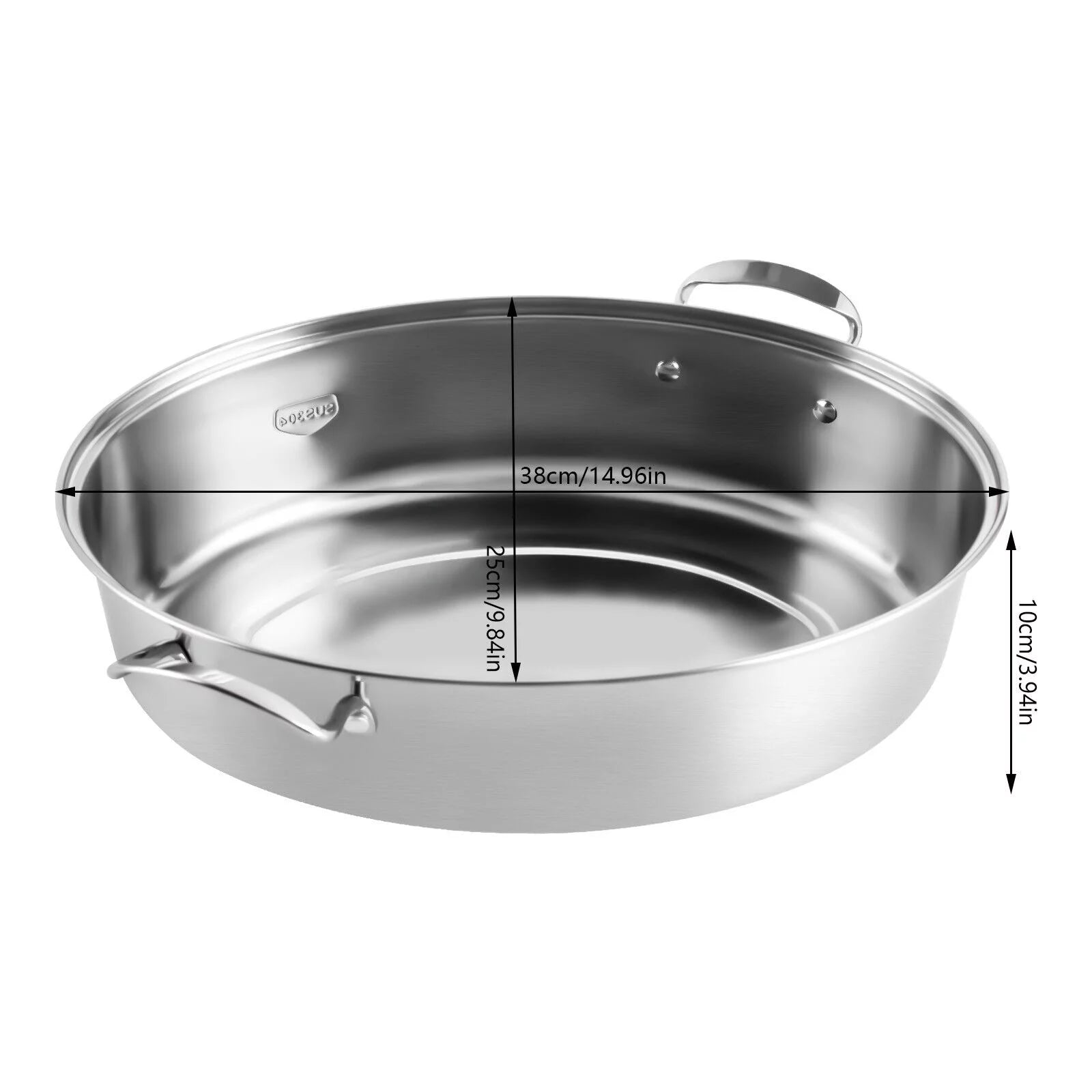 Stainless Steel Oval Fish Steaming Pot with Glass Lid Cookware K82653